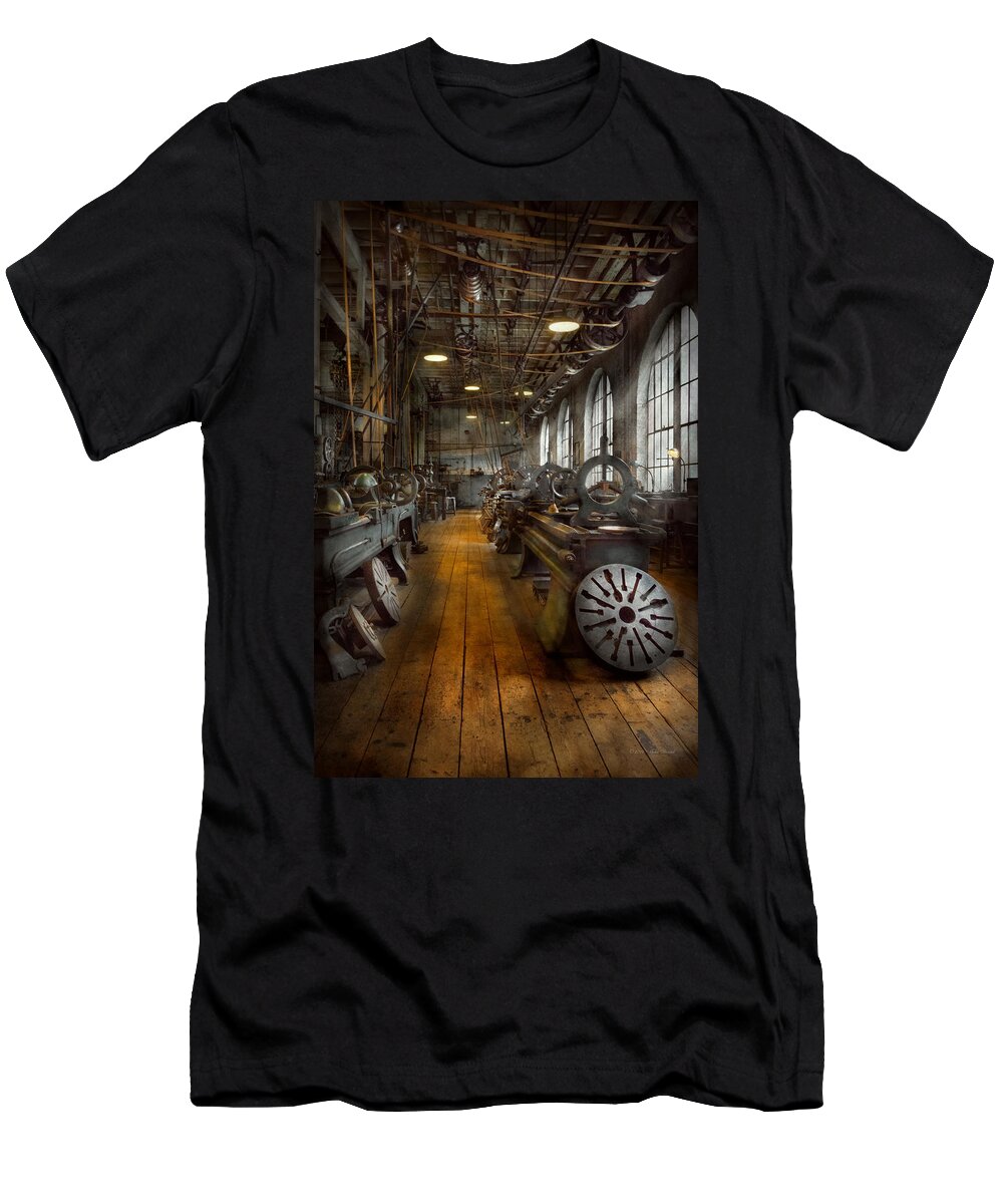 Machinist T-Shirt featuring the photograph Machinist - Lathes - The original Lather Disc by Mike Savad