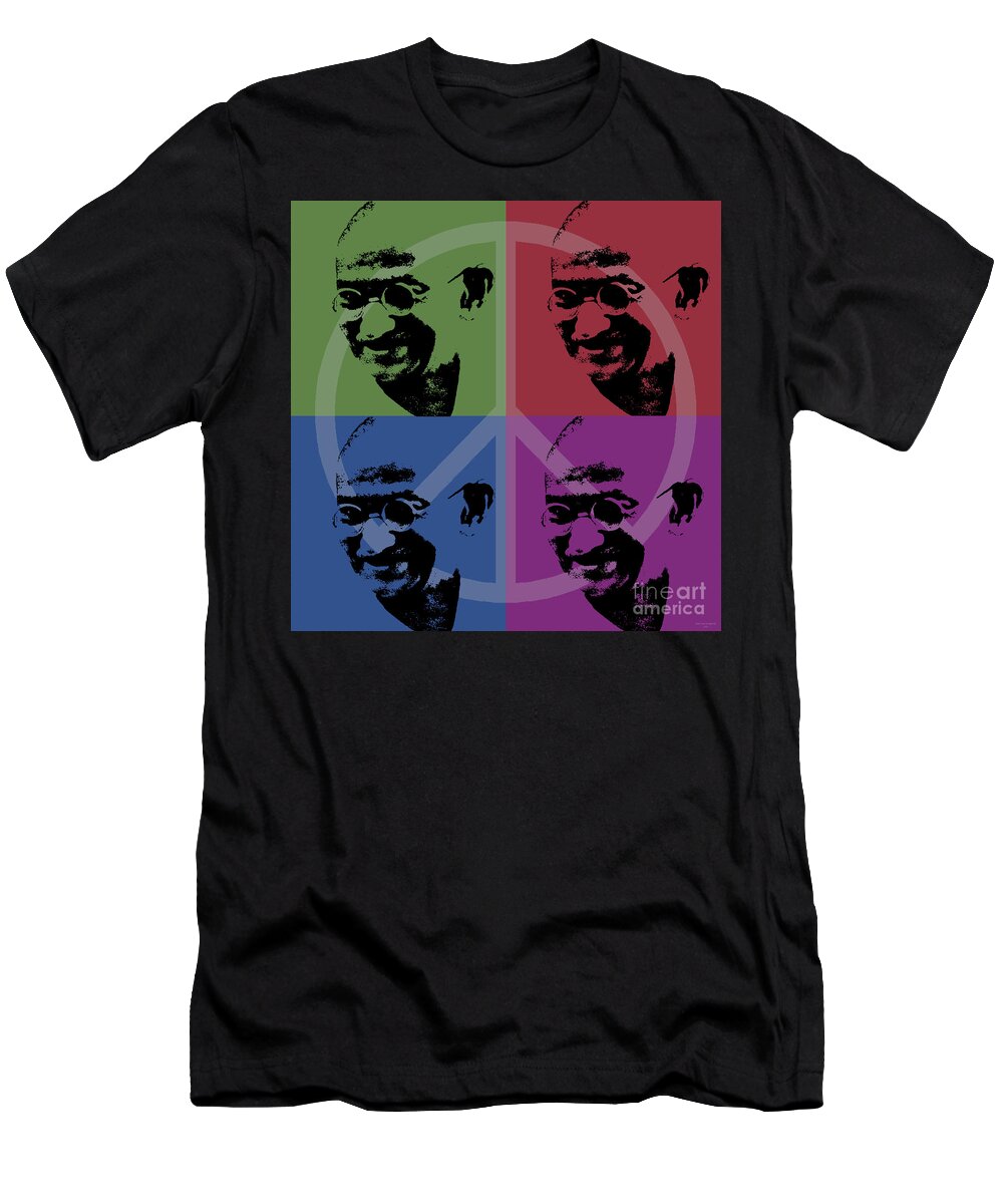 Gandhi T-Shirt featuring the digital art Mahatma Gandhi by Jean luc Comperat