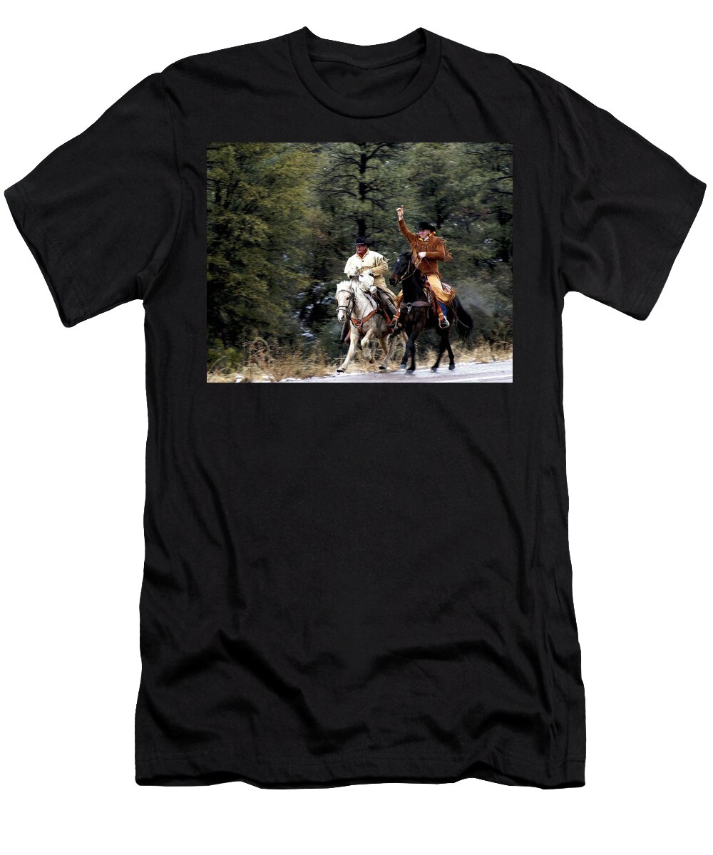 Western T-Shirt featuring the photograph Mail Handoff by Matalyn Gardner