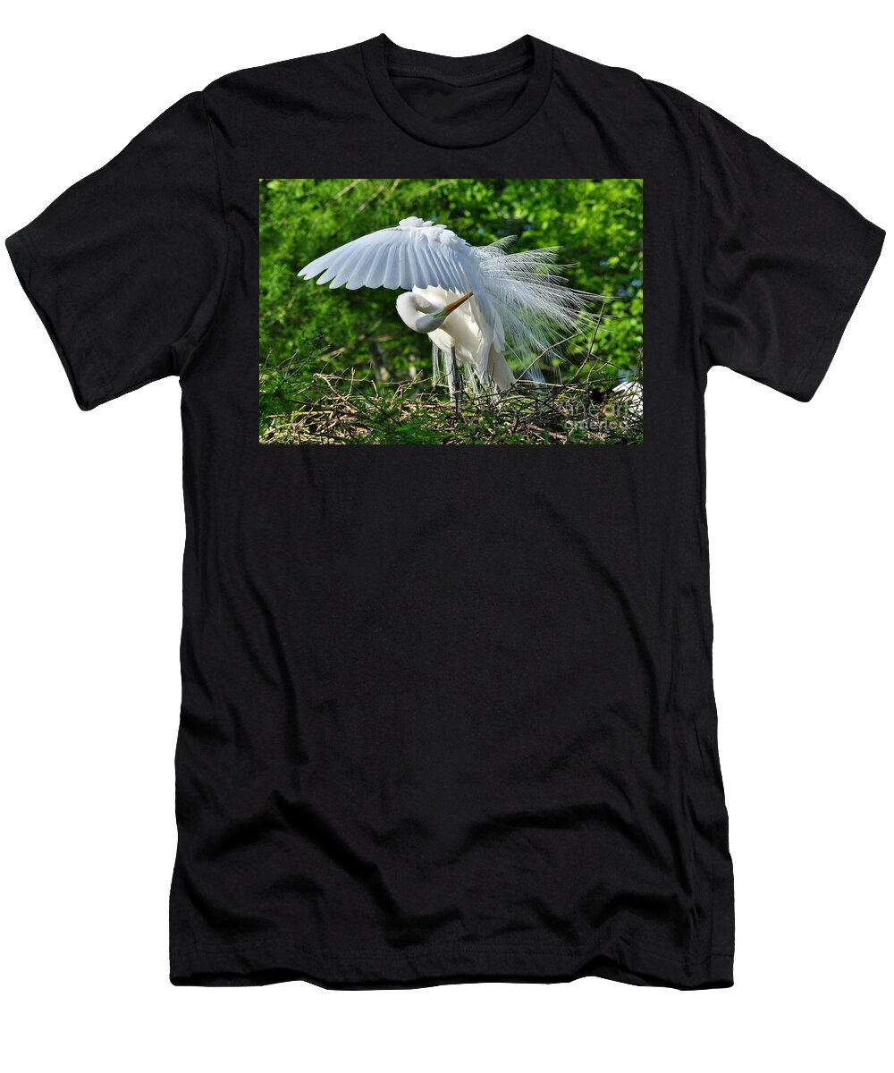 Birds T-Shirt featuring the photograph Majestic Egret by Kathy Baccari