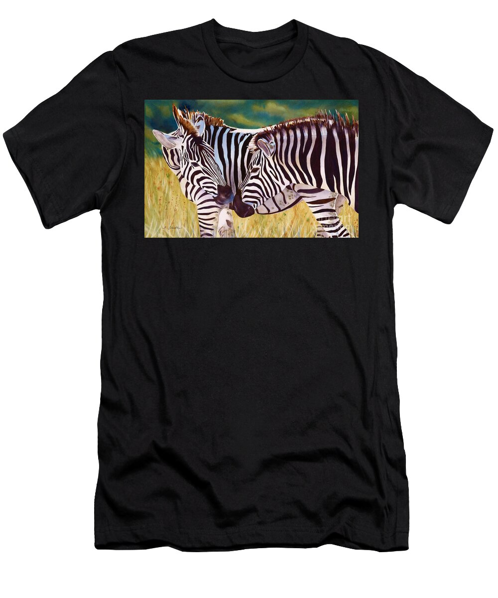 Zebras T-Shirt featuring the painting Mamaissimo by Amanda Schuster