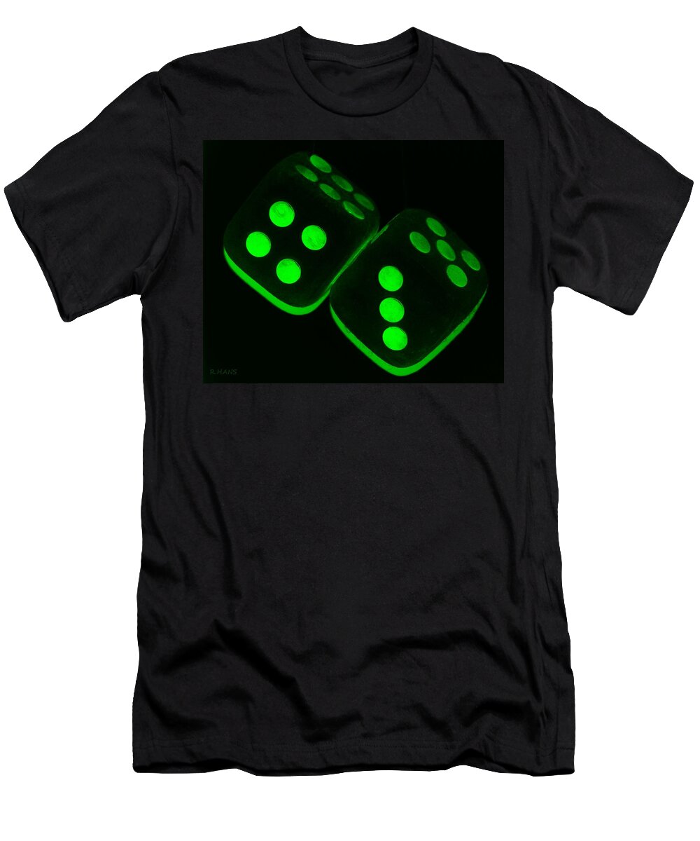 Dice T-Shirt featuring the photograph MAMA'S FUZZY DICE in GREEN by Rob Hans