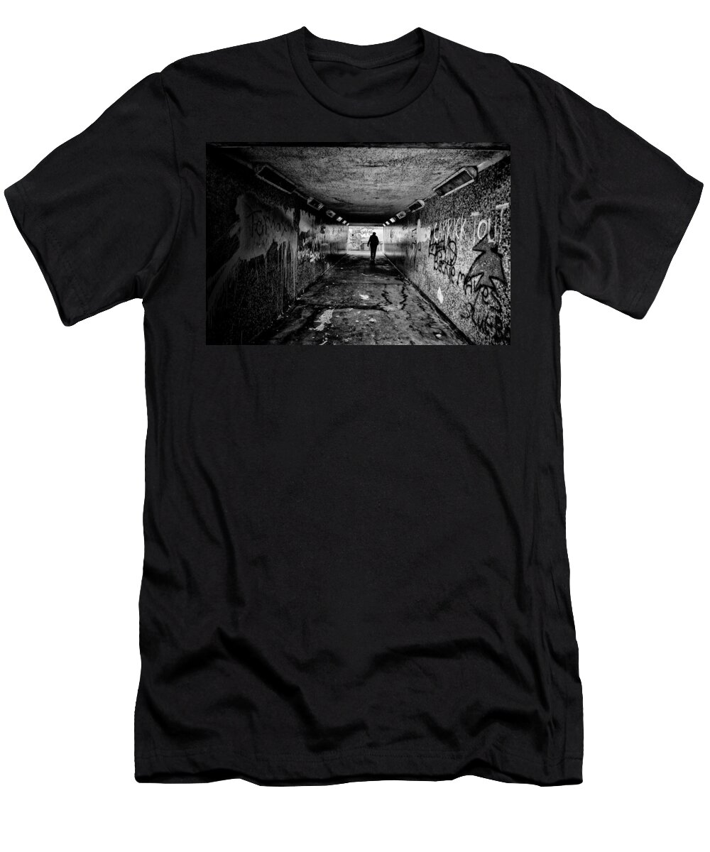 Subway T-Shirt featuring the photograph Man in Subway by Nigel R Bell