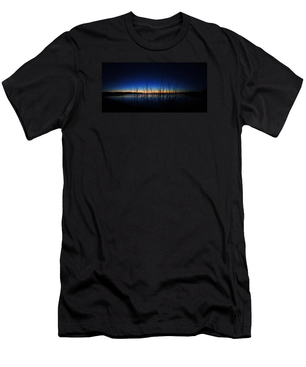 Manasquan Reservoir T-Shirt featuring the photograph Manasquan Reservoir at Dawn by Raymond Salani III