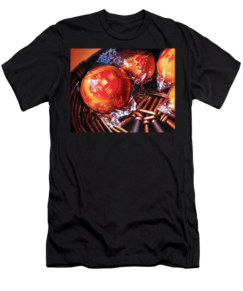 Mandarins T-Shirt featuring the painting Mandarins in Cello Packets by Dianna Ponting