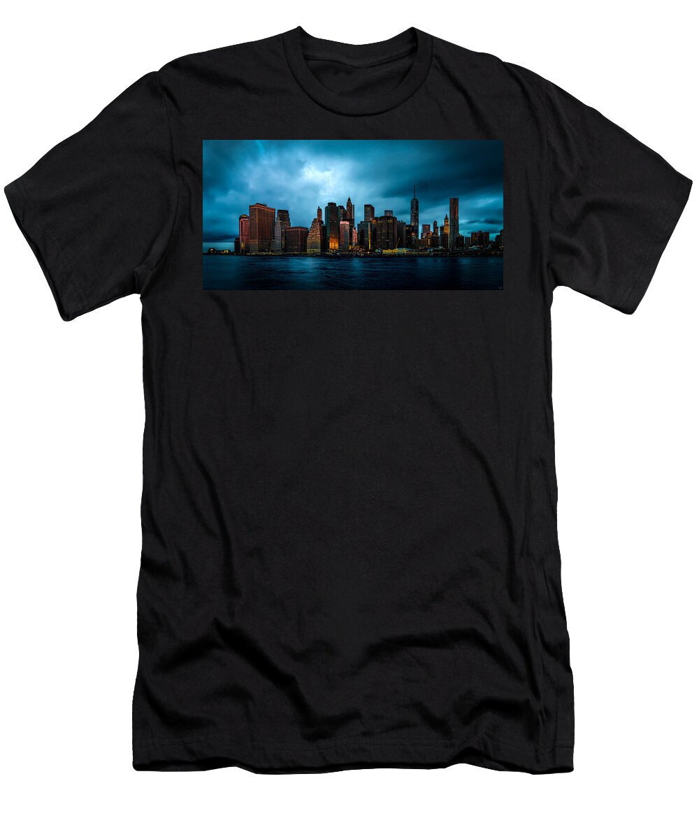 Downtown T-Shirt featuring the photograph Manhattan At Dawn by Chris Lord