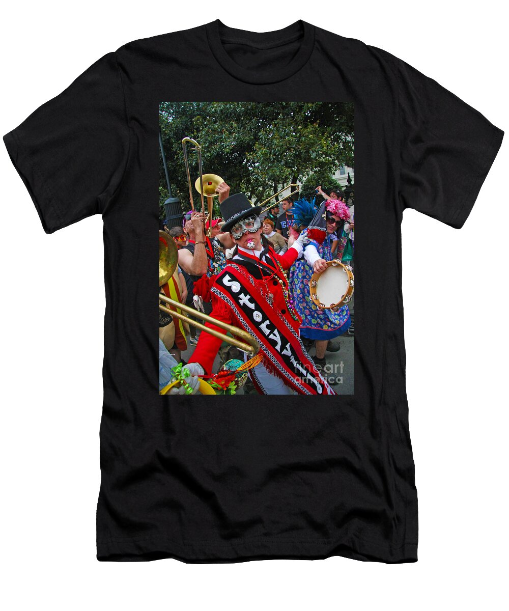 Mardi Gras Photo T-Shirt featuring the photograph Mardi Gras Storyville Marching Group by Luana K Perez