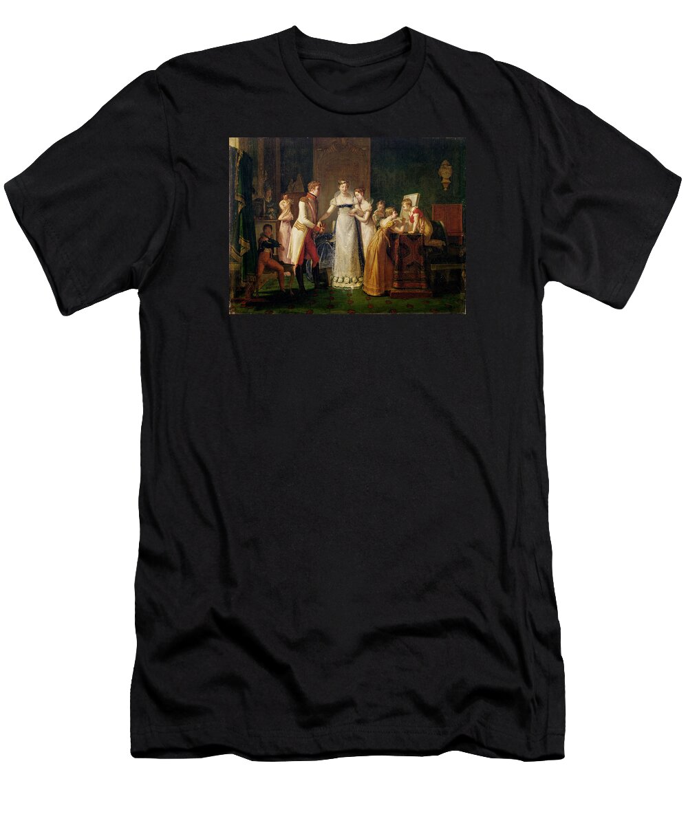 Archduchess T-Shirt featuring the painting Marie-louise Of Austria Bidding Farewell To Her Family In Vienna by Pauline Auzou