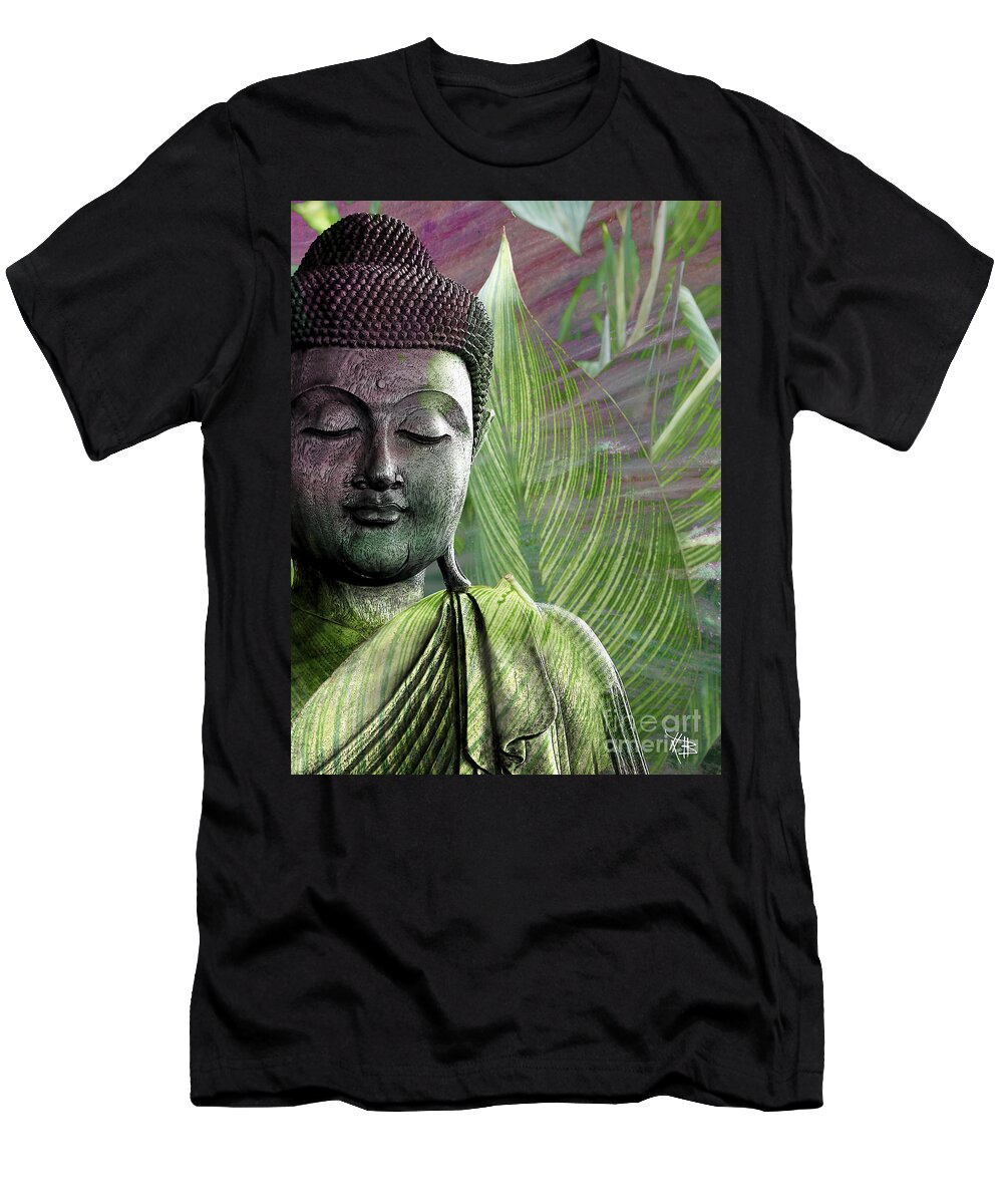 Buddha T-Shirt featuring the mixed media Meditation Vegetation by Christopher Beikmann