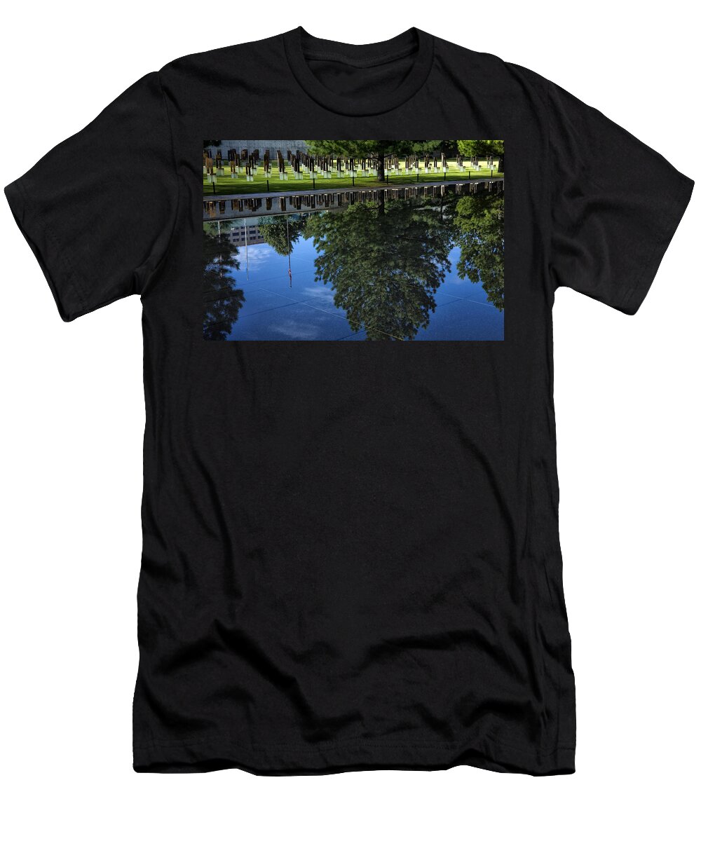 Oklahoma City T-Shirt featuring the photograph Memorial Reflecting Pool by Diana Powell