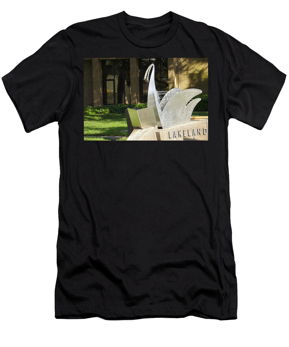 Swan T-Shirt featuring the photograph Metal Swan by Laurie Perry