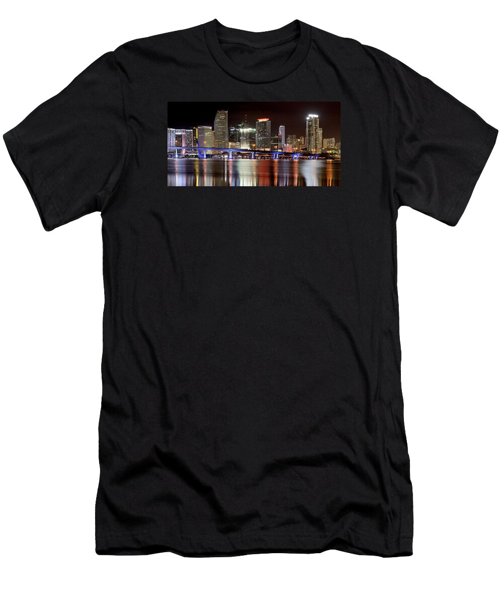 Miami T-Shirt featuring the photograph Miami Skyline by Brendan Reals