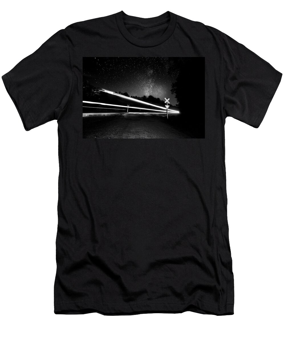 Train T-Shirt featuring the photograph Midnight Ghost Train To Georgia by Mark Andrew Thomas