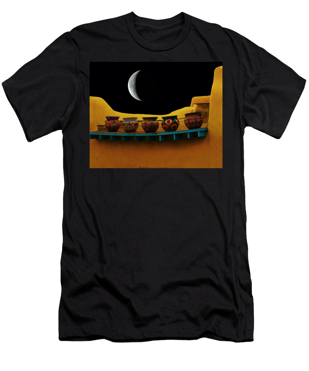 Moon T-Shirt featuring the photograph Midnight in Taos by Terry Fiala