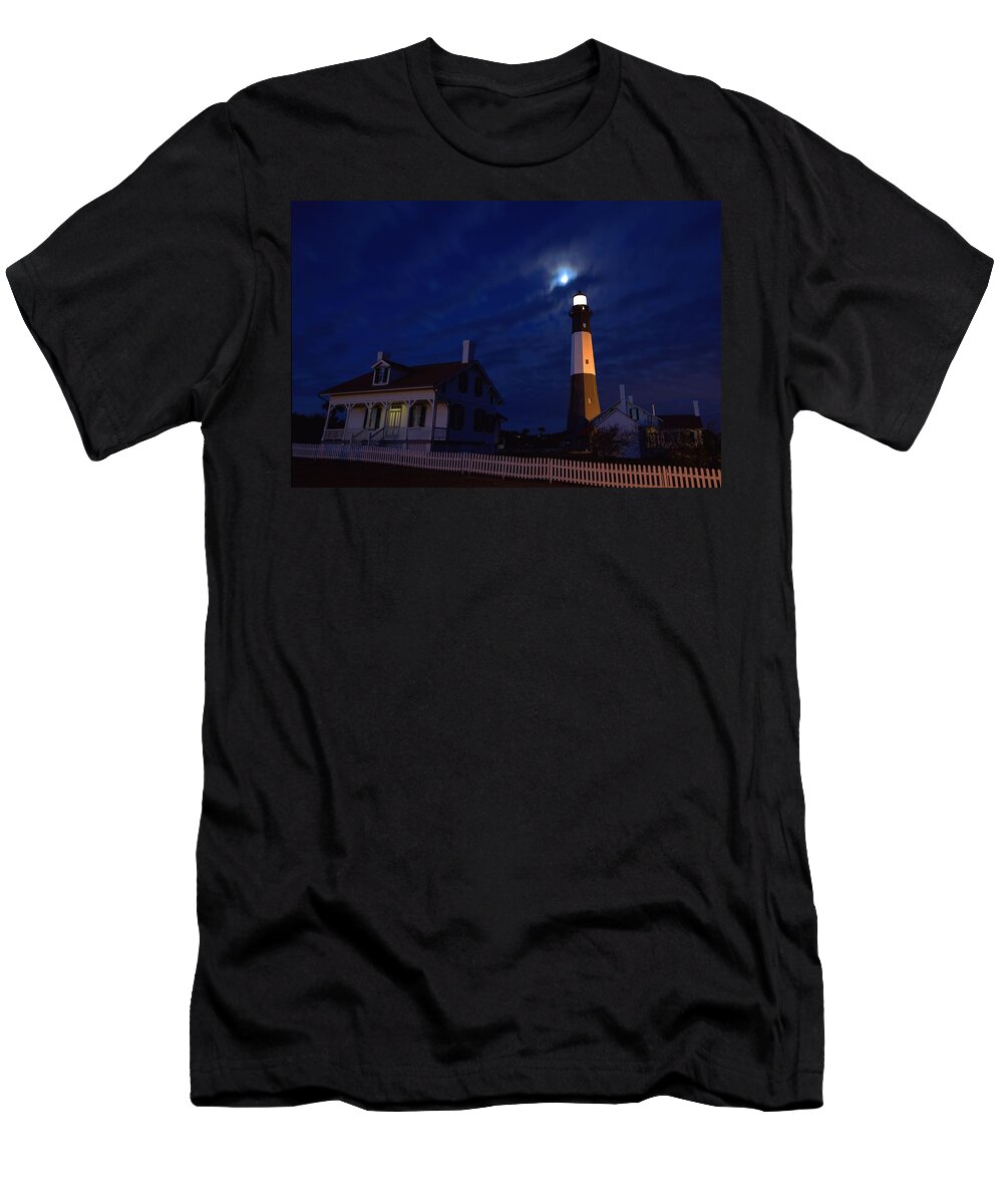 9431 T-Shirt featuring the photograph Midnight Moon Over Tybee Island by Gordon Elwell
