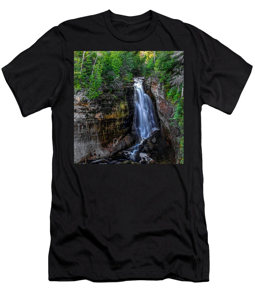 Optical Playground By Mp Ray T-Shirt featuring the photograph Miners Falls I by Optical Playground By MP Ray