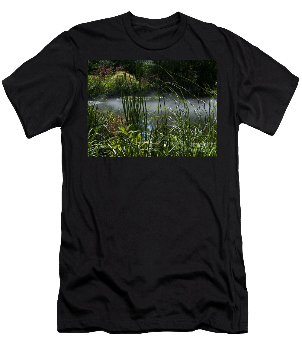 Mist T-Shirt featuring the photograph Misty Lily Pond by Ann Horn