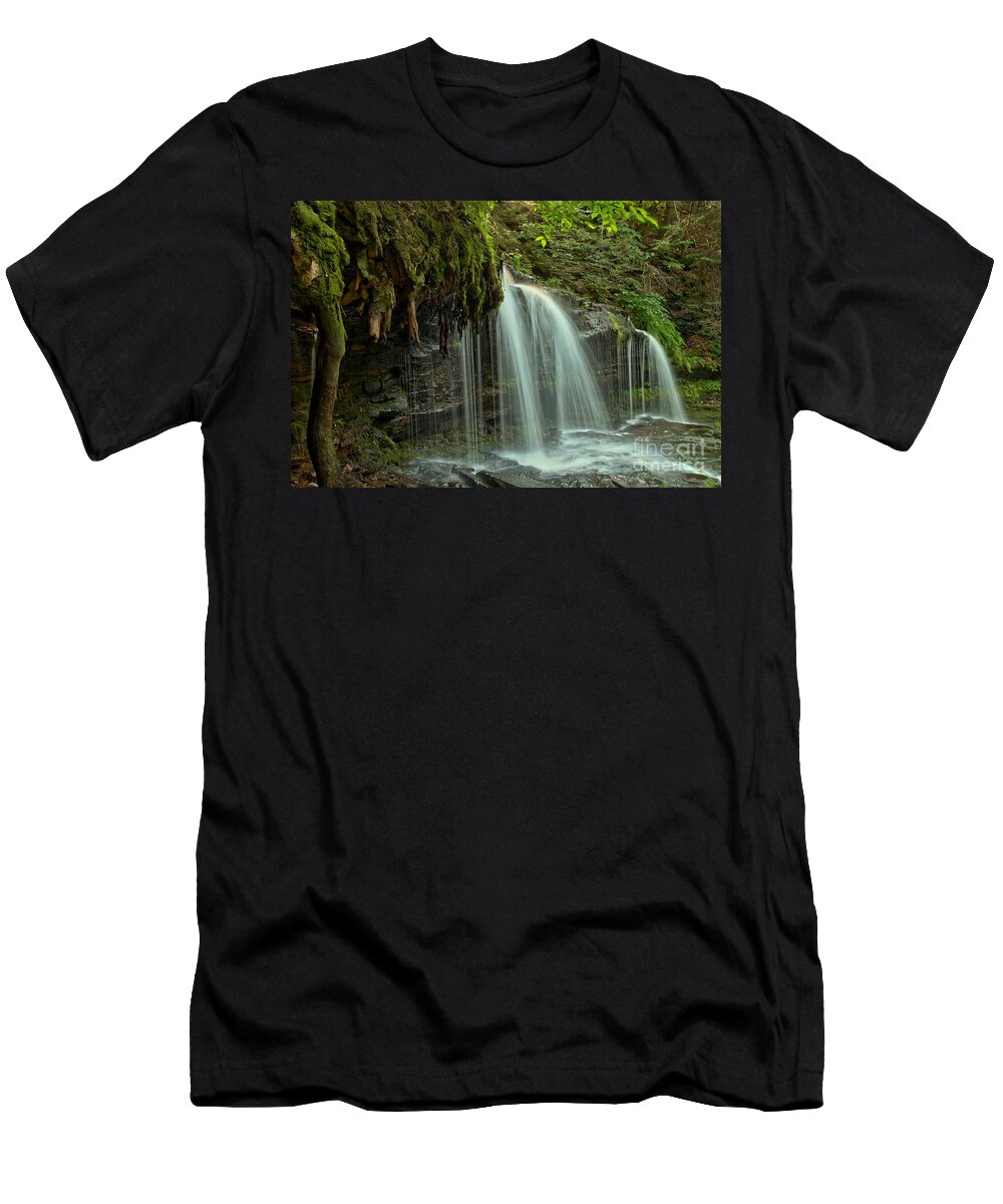 Mohawk Falls T-Shirt featuring the photograph Mohawk Streams And Roots by Adam Jewell