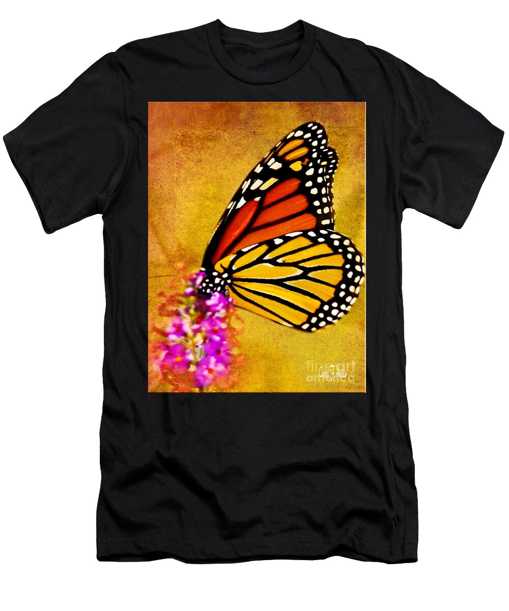Monarch T-Shirt featuring the photograph Monarch Butterfly Color Splash Sunset by Carol F Austin