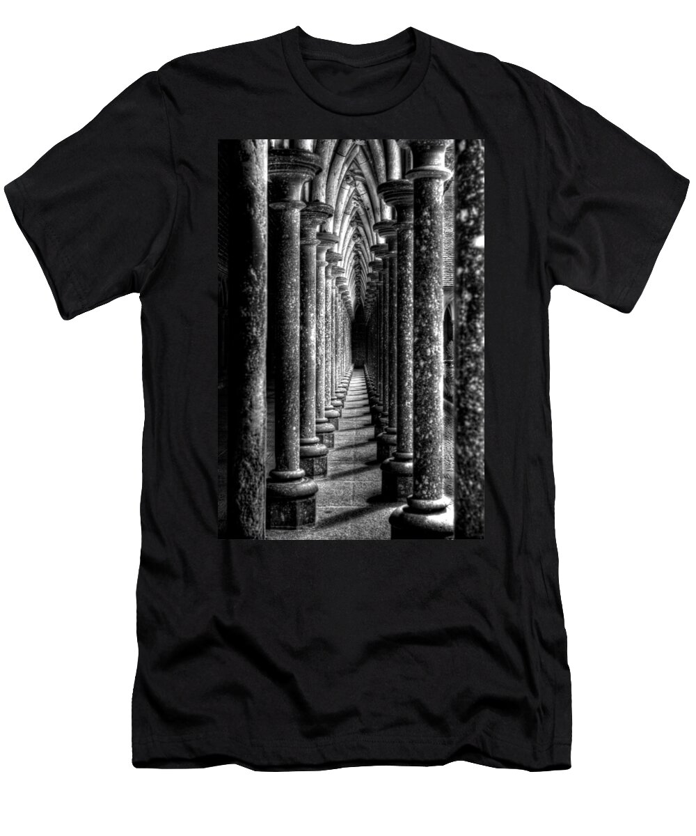 Mont St Michel T-Shirt featuring the photograph Mont St Michel Pillars by Nigel R Bell