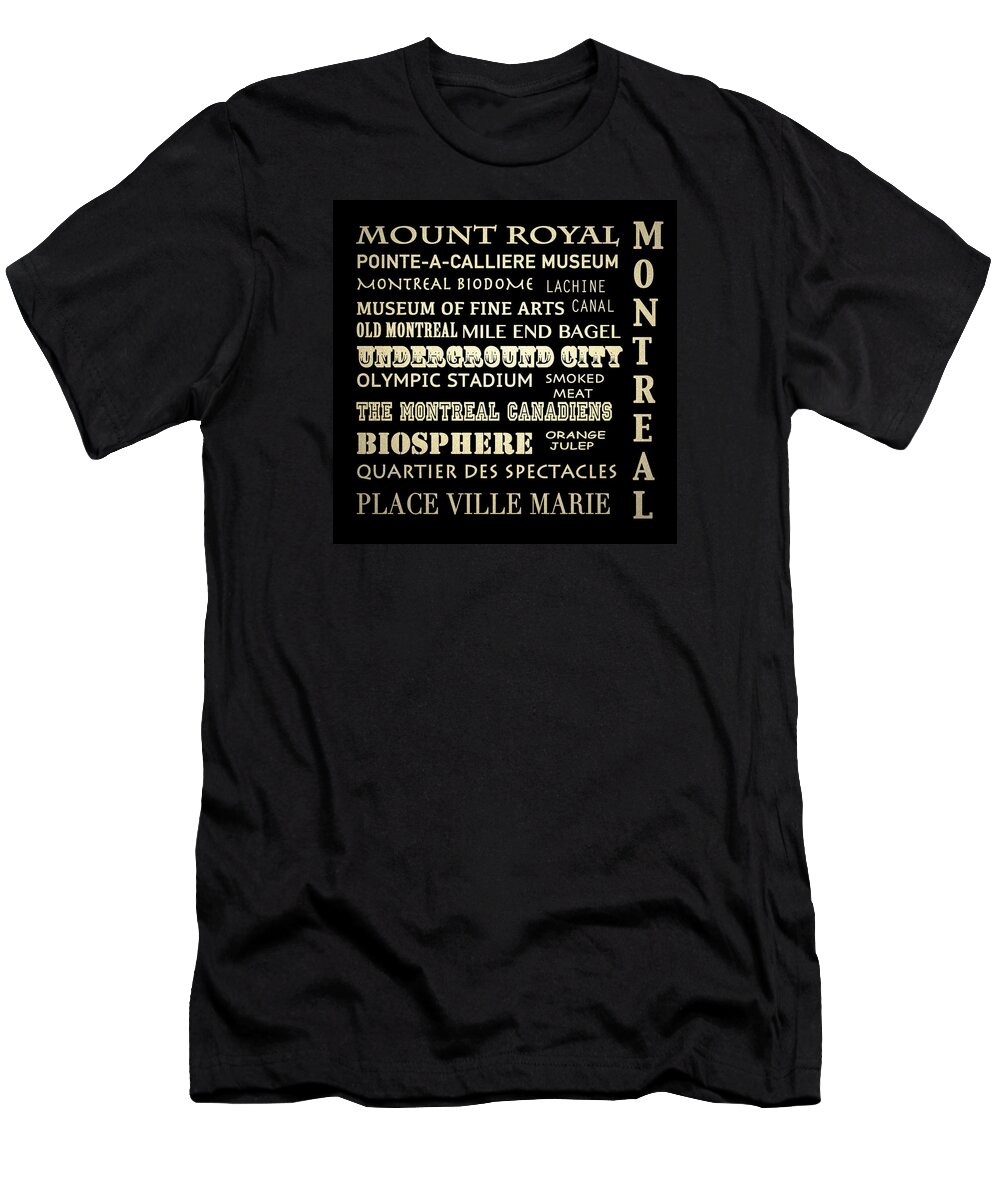 Montreal T-Shirt featuring the digital art Montreal Quebec Famous Landmarks by Patricia Lintner