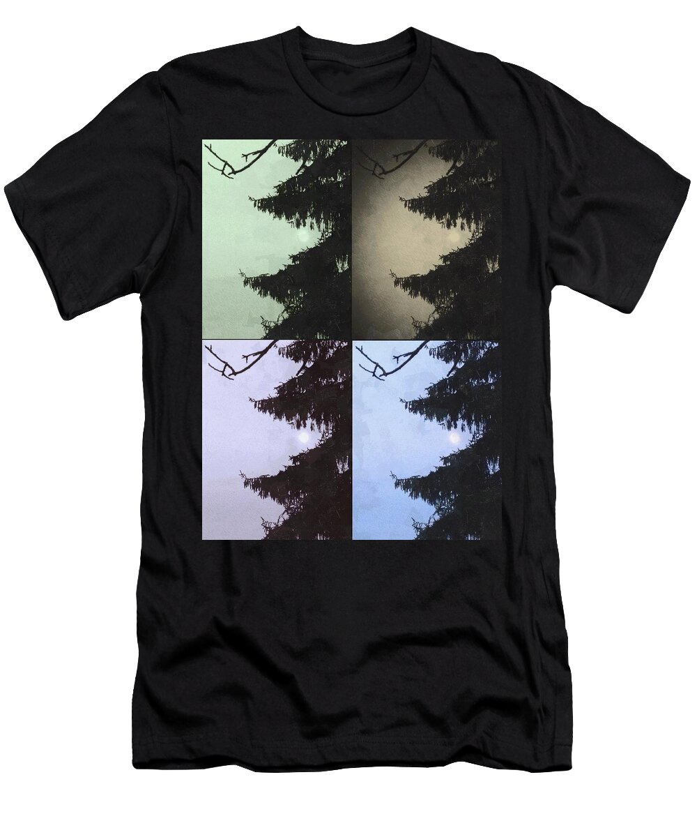 Moon T-Shirt featuring the photograph Moon and Tree by Photographic Arts And Design Studio