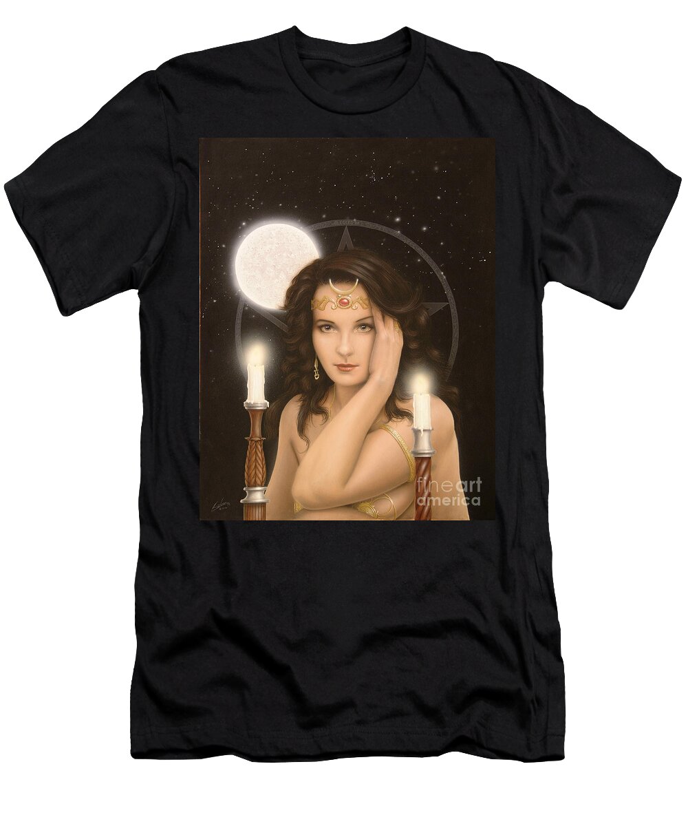 Paintings T-Shirt featuring the painting Moon Priestess by John Silver