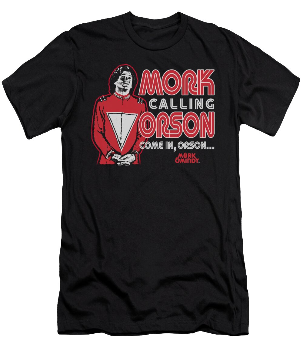 Mork And Mindy T-Shirt featuring the digital art Mork And Mindy - Mork Calling Orson by Brand A