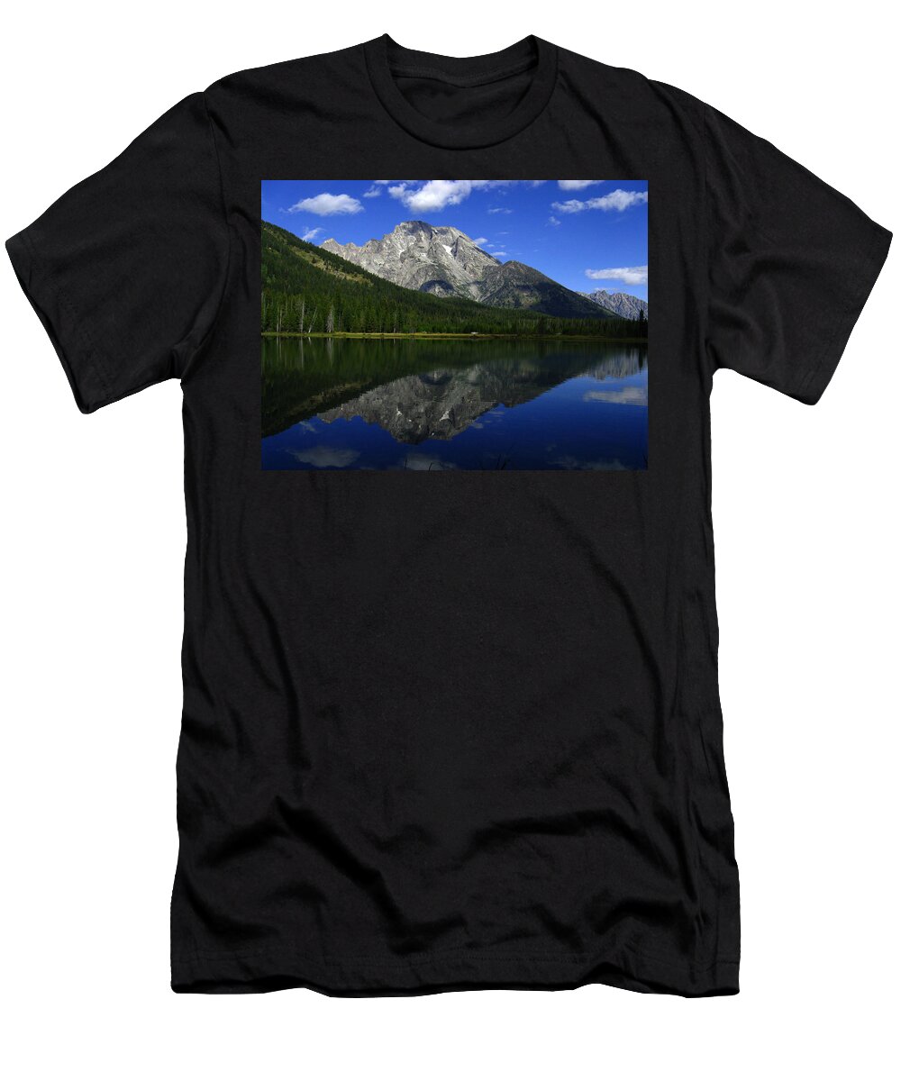 Mount Moran T-Shirt featuring the photograph Mount Moran and String Lake by Raymond Salani III