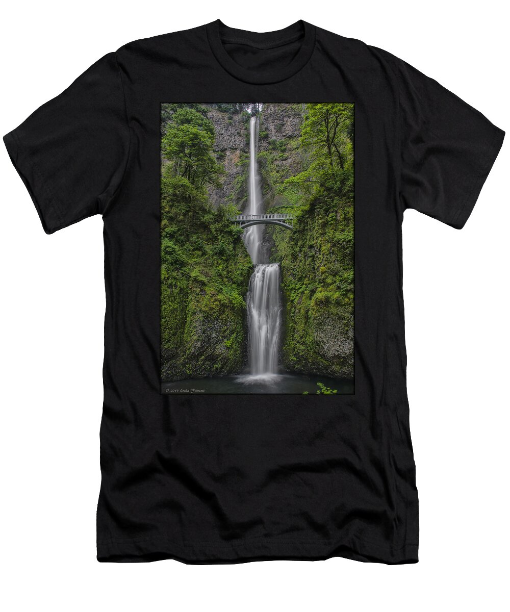Waterfall T-Shirt featuring the photograph Multnomah Falls by Erika Fawcett