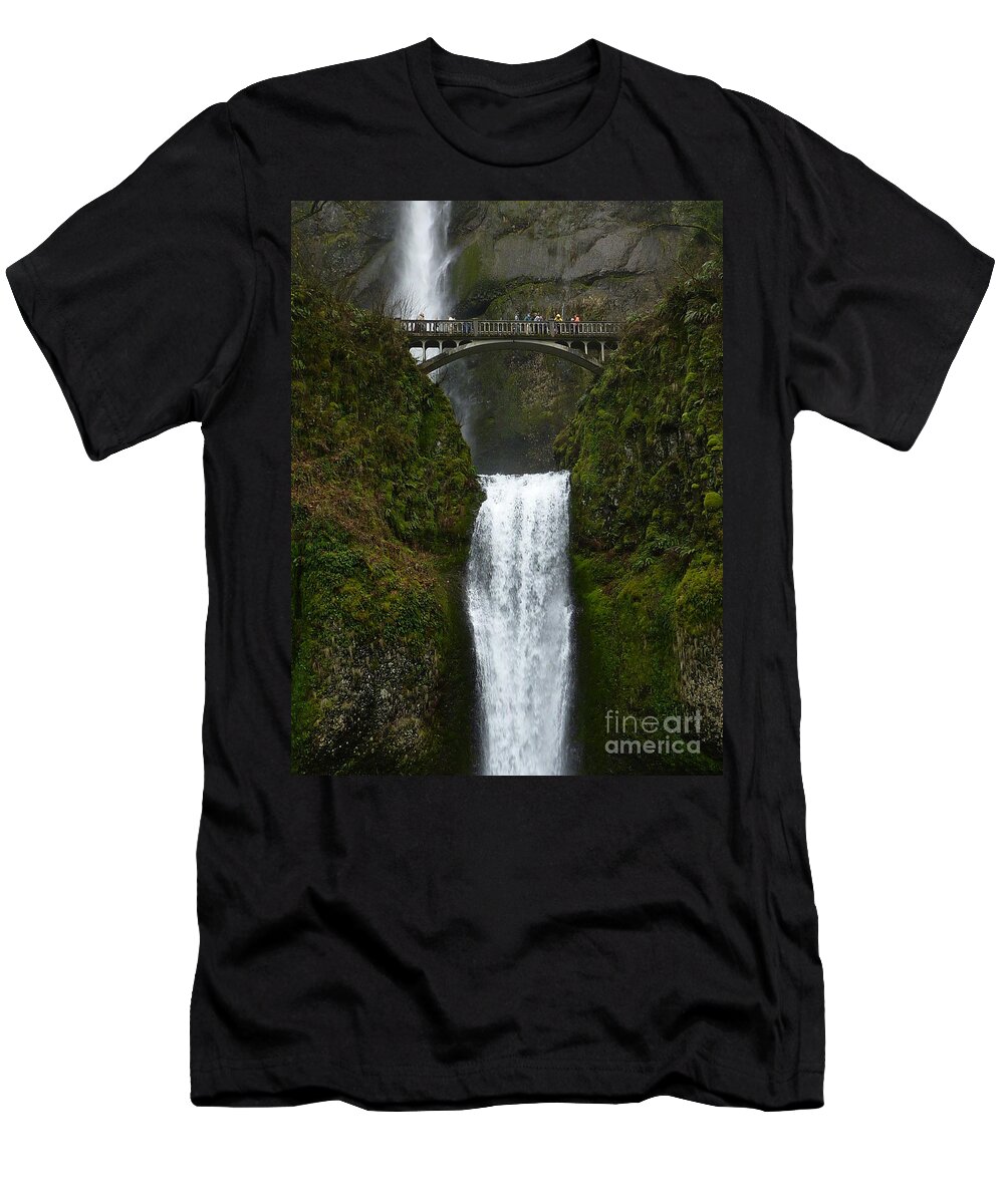 Landscape T-Shirt featuring the photograph Multnomah Falls by Susan Garren