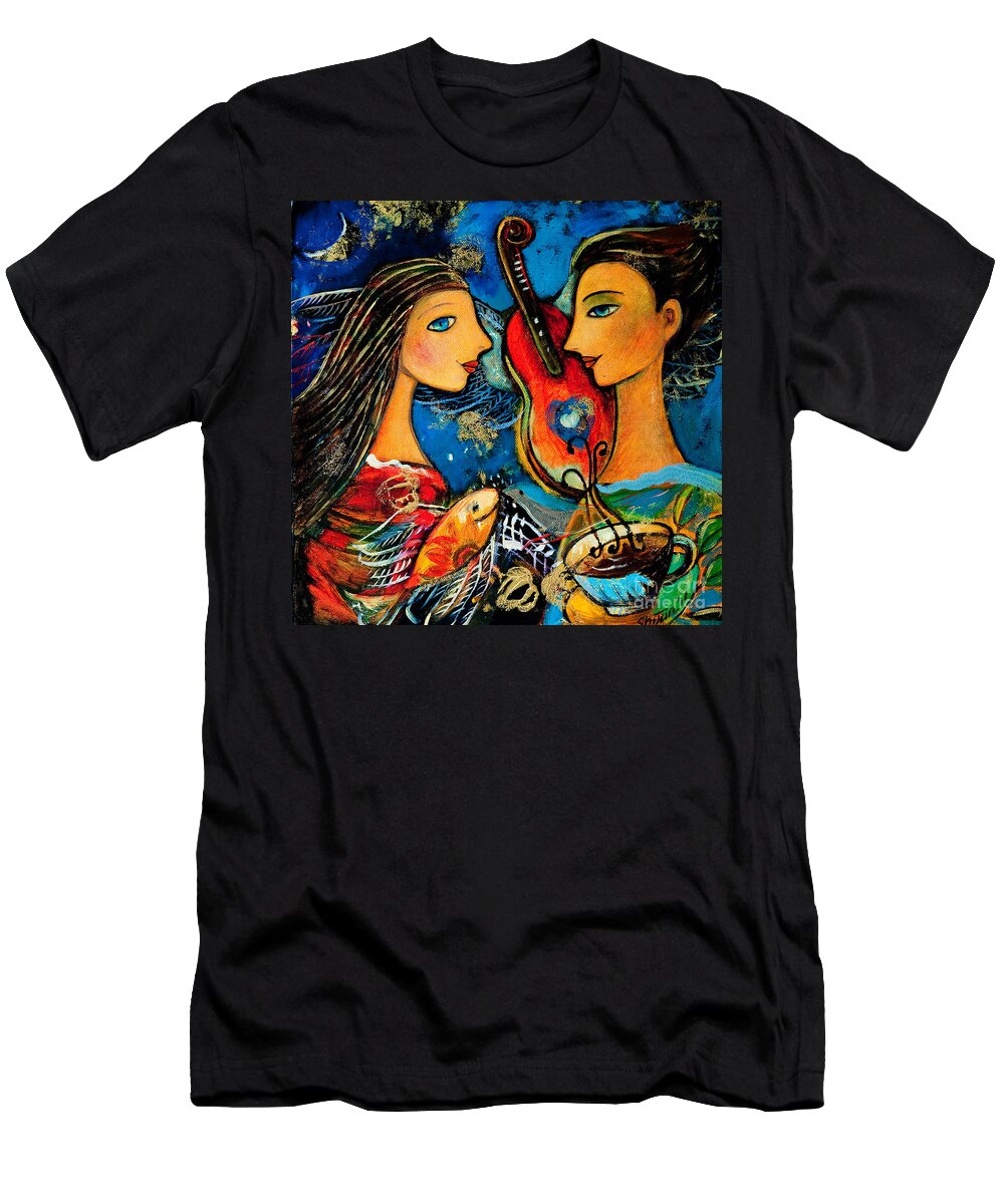 Shijun T-Shirt featuring the painting Music Lovers by Shijun Munns