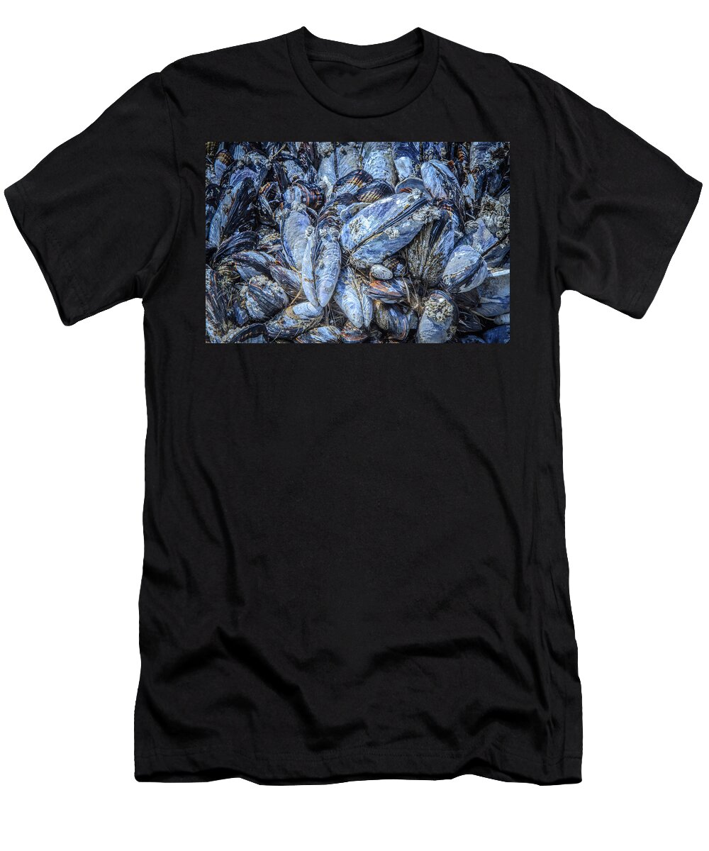 Mussels T-Shirt featuring the photograph Mussels in Blue by Roxy Hurtubise