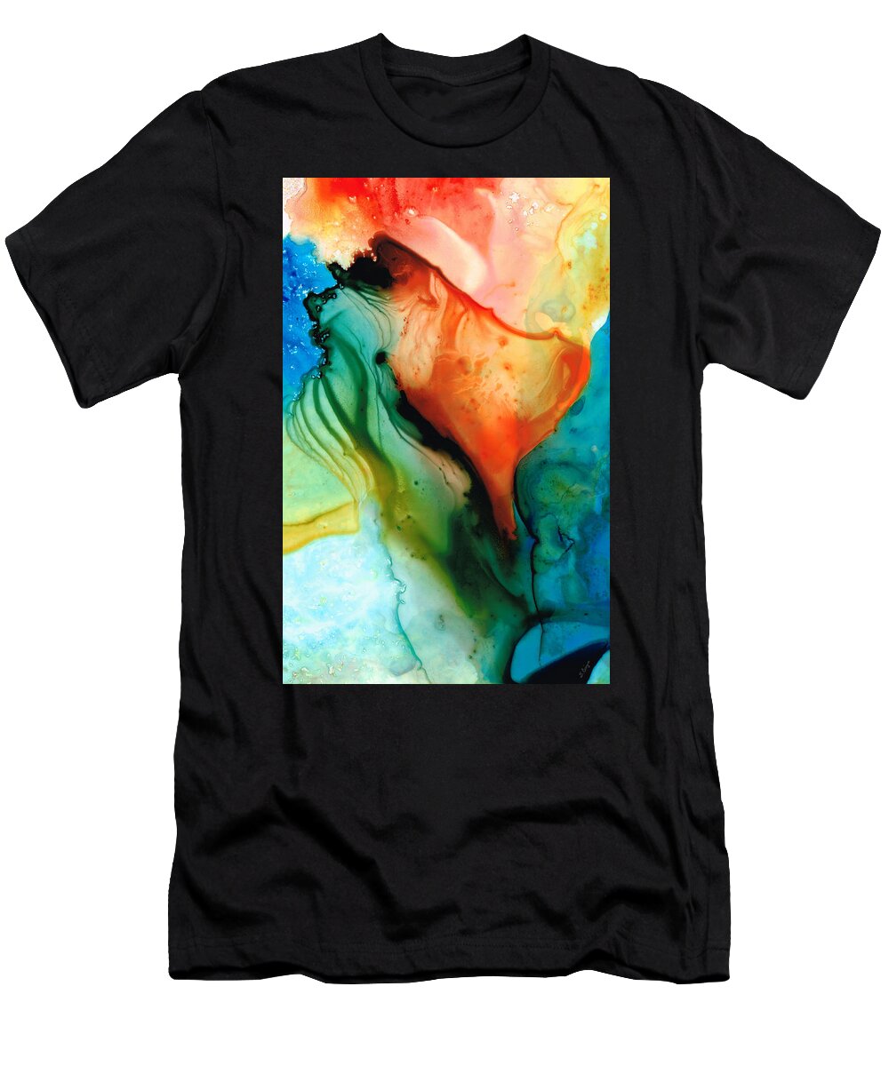 Red T-Shirt featuring the painting My Cup Runneth Over - Abstract Art By Sharon Cummings by Sharon Cummings