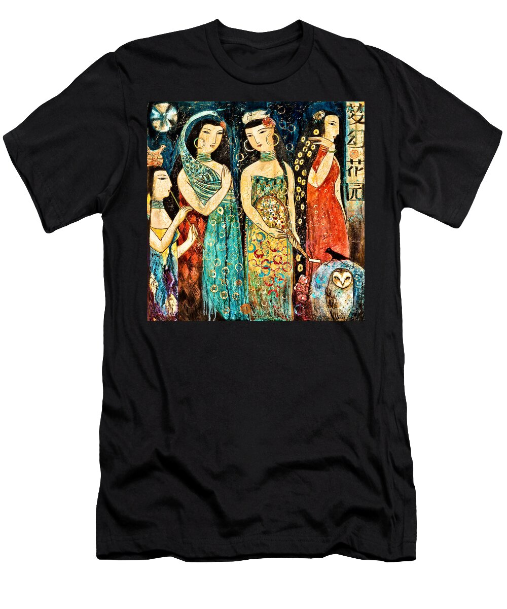 Mystic T-Shirt featuring the painting Mystic Garden by Shijun Munns