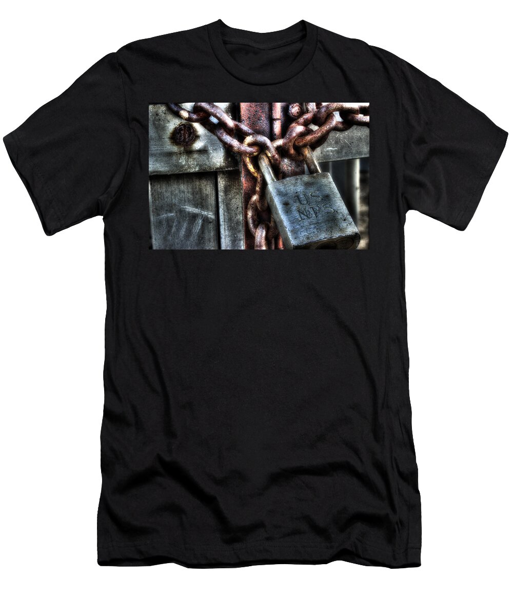 Gsmnp Lock T-Shirt featuring the photograph National Park Service by Michael Eingle