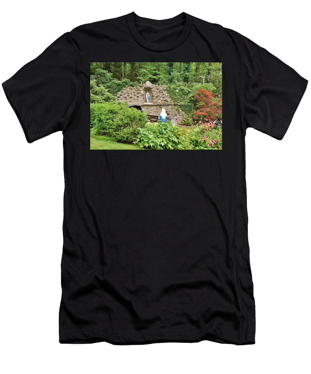 National Shrine Grotto Of Our Lady Of Lourdes T-Shirt featuring the photograph National Shrine Grotto of Our Lady of Lourdes by Jean Goodwin Brooks