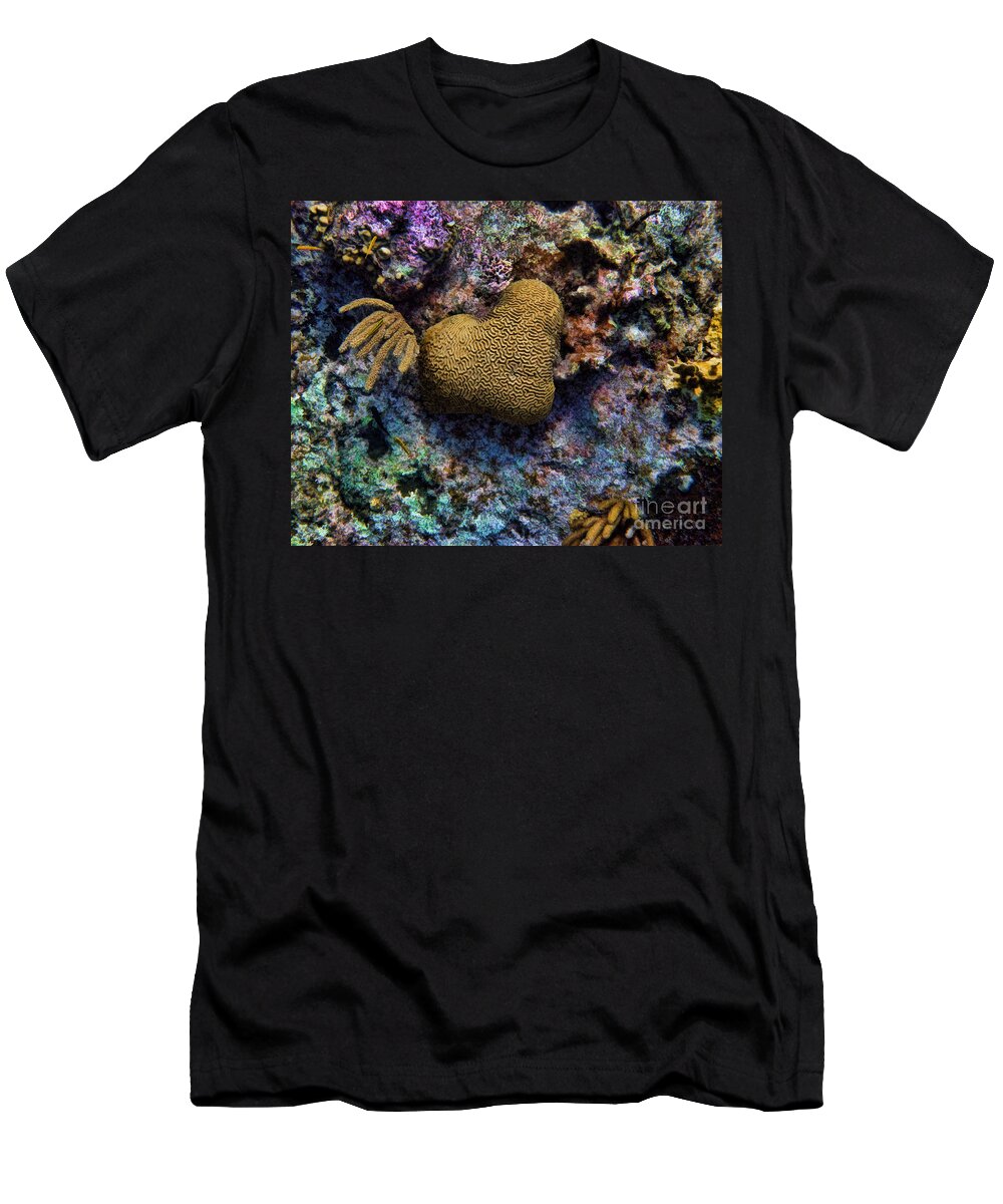 Coral T-Shirt featuring the photograph Natural Heart by Peggy Hughes