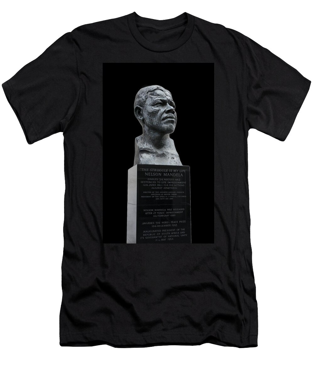 Nelson Mandela T-Shirt featuring the photograph Nelson Mandela Sculpture by Maj Seda