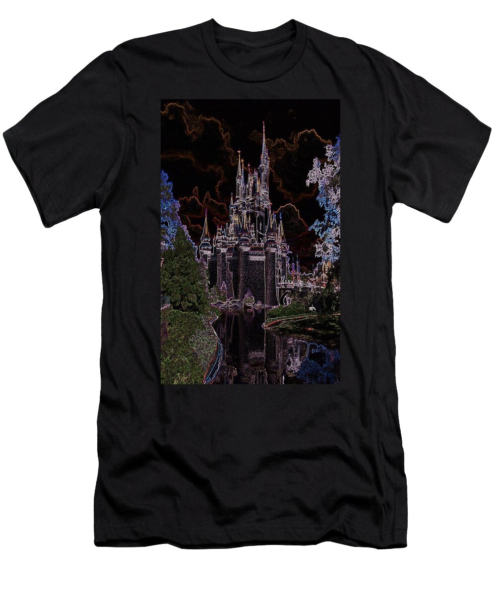 Castle T-Shirt featuring the photograph Neon Castle by Eric Liller