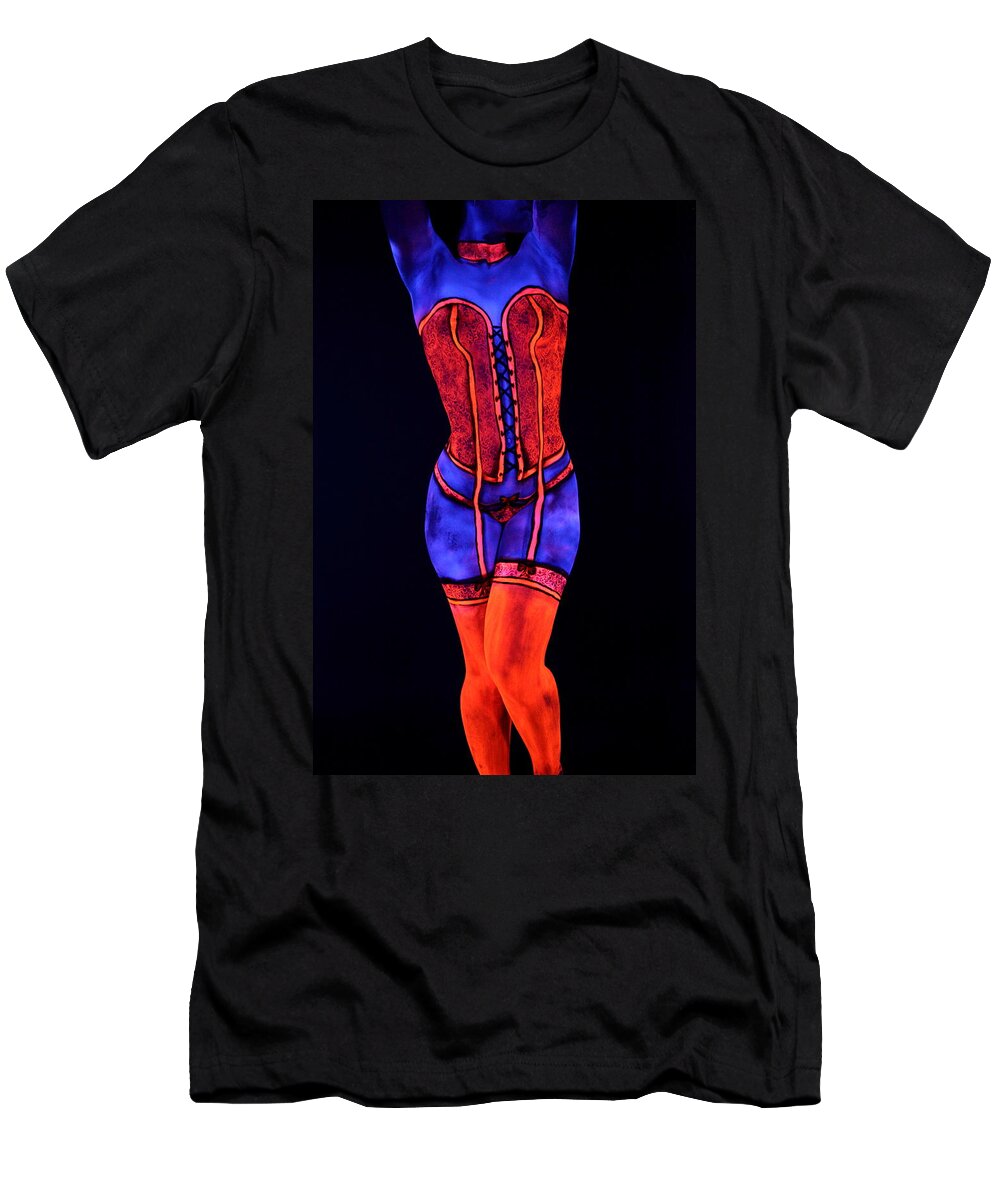 Bodypaint T-Shirt featuring the photograph Neon Dream II by Angela Rene Roberts and Cully Firmin