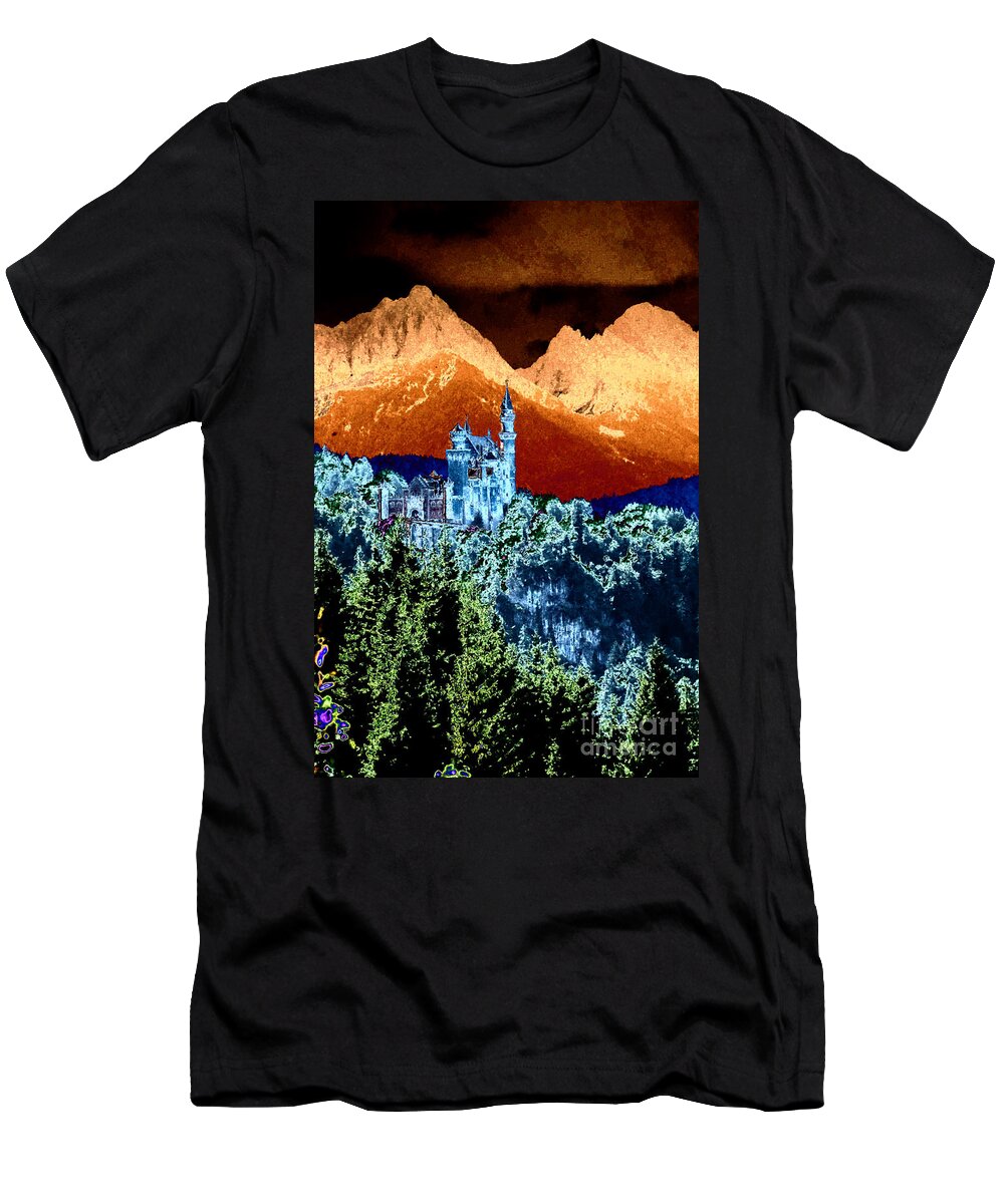 Germany T-Shirt featuring the photograph Neuschwanstein Castle Solarisation 2 by Rudi Prott