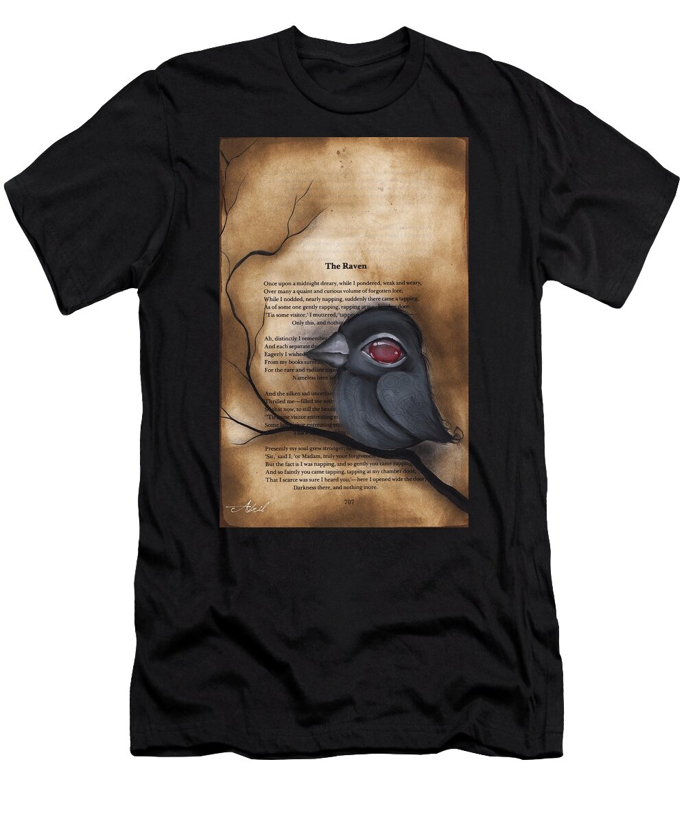 Crow T-Shirt featuring the painting Nevermore #1 by Abril Andrade