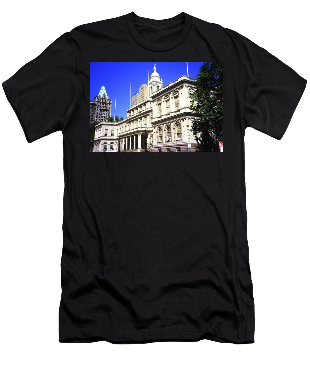 New York T-Shirt featuring the photograph New York City Hall in 1984 by Gordon James