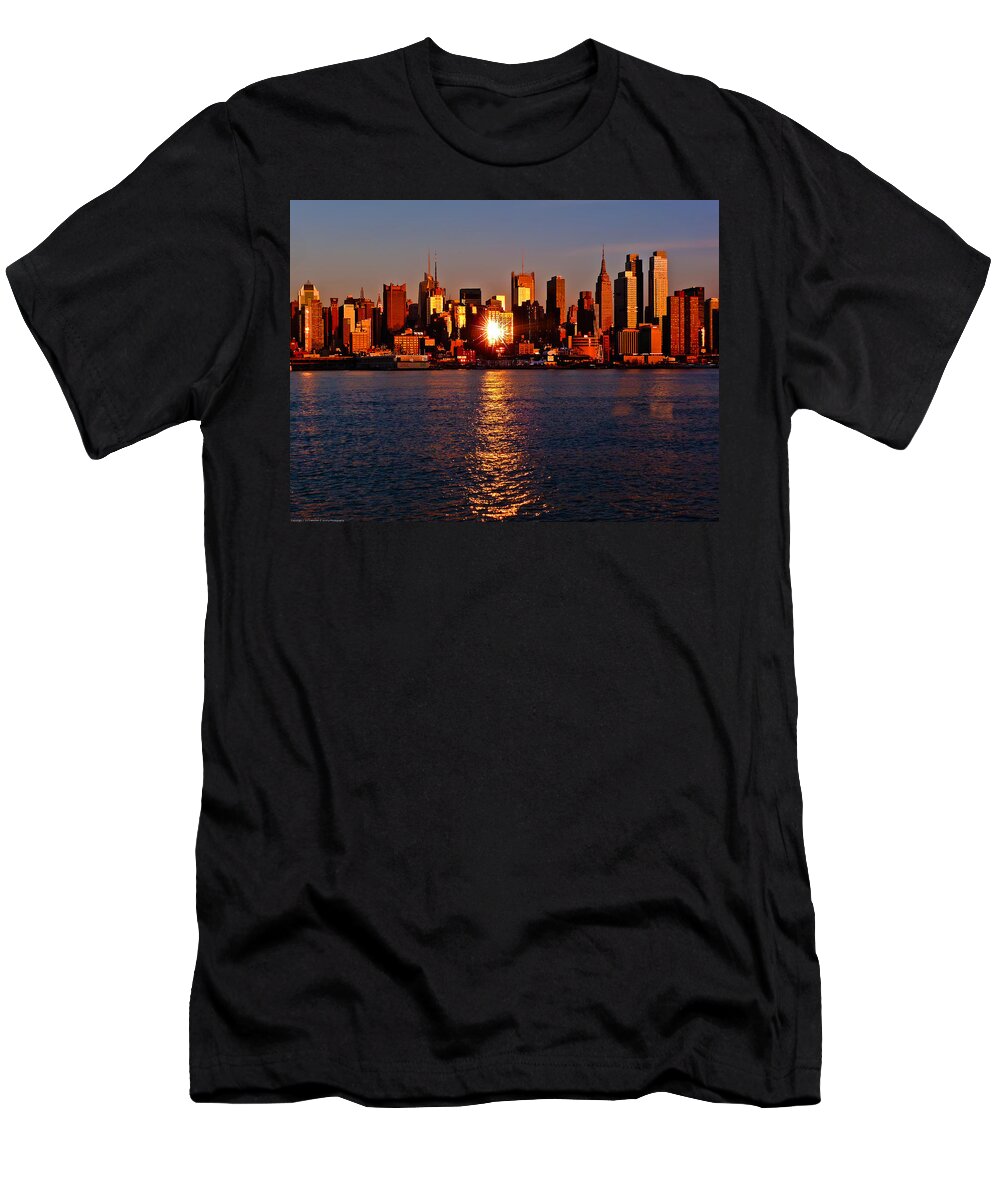 Best New York Skyline Photos T-Shirt featuring the photograph New York Skyline Stars at Sunset by Mitchell R Grosky