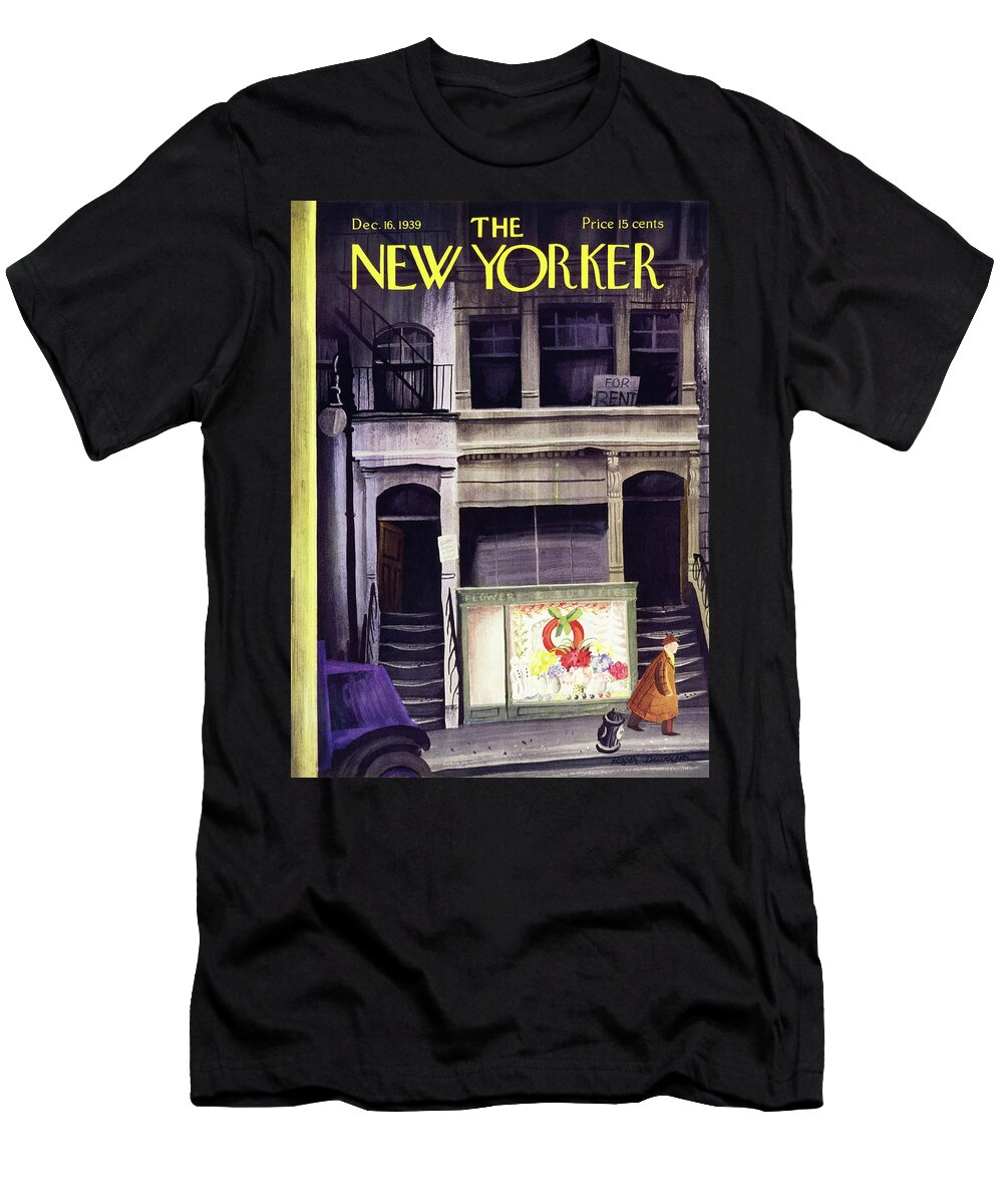 Holiday T-Shirt featuring the painting New Yorker December 16 1939 by Roger Duvoisin