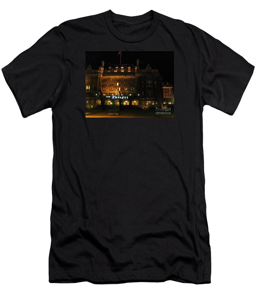 Night T-Shirt featuring the photograph Night at The Empress Hotel by Vivian Martin