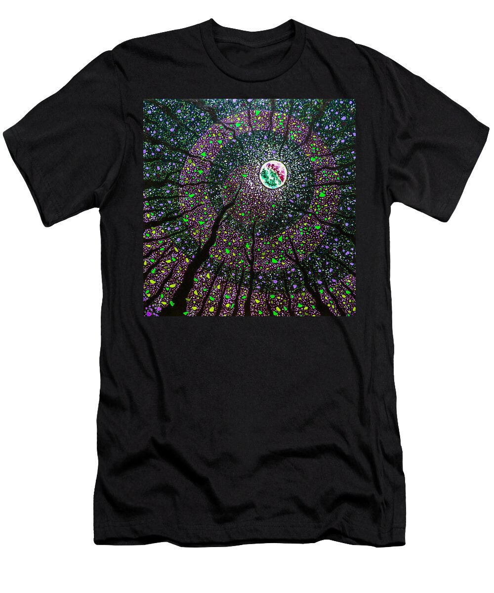 Trees T-Shirt featuring the painting Night Enchanted by Joel Tesch