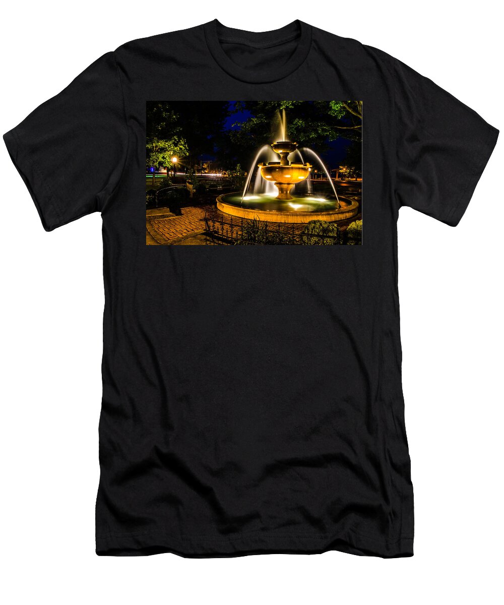 Fountain T-Shirt featuring the photograph Night Fountain by Rick Bartrand