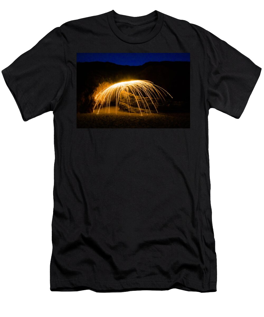 Davenport T-Shirt featuring the photograph Nightfire and Rock by Weir Here And There